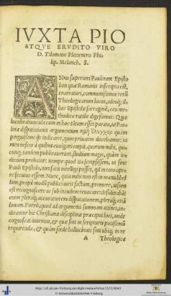 Iuxta D. Tilomano Plettenero Philippus Melanchthon Salutem