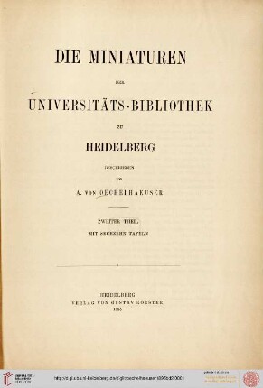 Band 2: Die Miniaturen der Universitäts-Bibliothek zu Heidelberg