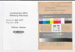 Entnazifizierung Helene Dittmer , geb. 12.01.1897 ()