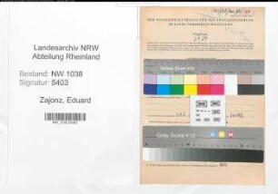 Entnazifizierung Eduard Zajonz , geb. 16.08.1910 ()