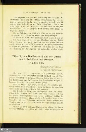 Fähnrich von Wolffersdorff und die Fahne des 2. Bataillons bei Saalfeld. 10. Oktober 1806