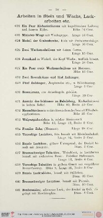 Arbeiten in Stein und Wachs, Lackarbeiten (Nr. 622-641)
