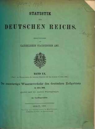 Waarenverkehr des deutschen Zollgebiets mit dem Auslande. 60 = 1882 (1883)