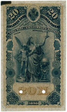 Geldschein, 20 Markkaa, 1898