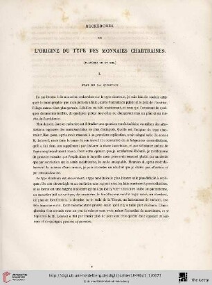 Recherches sur l'origine du type des monnaies chartraines