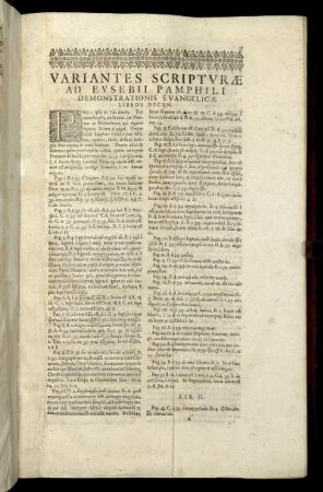 Variantes Scripturæ Ad Eusebii Pamphili Demonstrationis Evangelicæ Libros Decem.