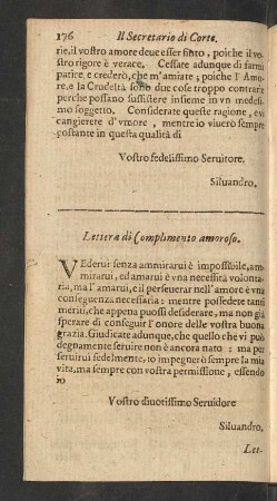 Lettera di Complimento amoroso.