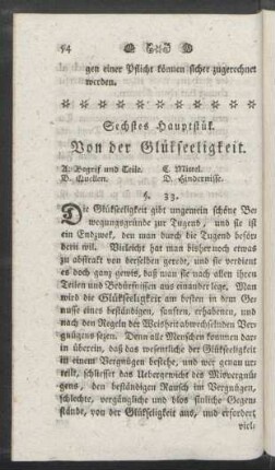 Sechstes Hauptstük. Von der Glükseeligkeit
