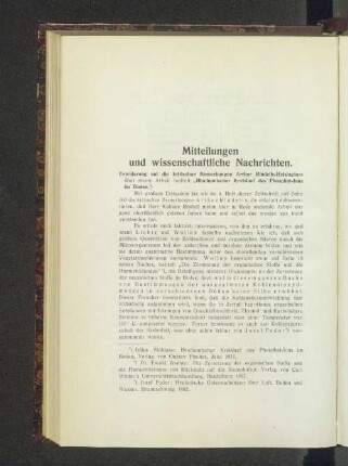 Mitteilungen und wissenschaftliche Nachrichten.