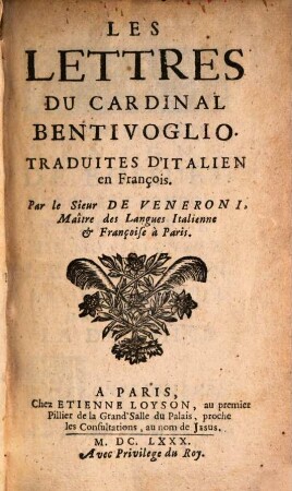 Les Lettres Du Cardinal Bentivoglio