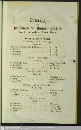 Ordnung der Prüfungen der Annen-Realschule