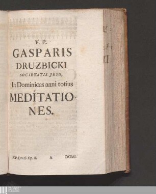 [10]: V. P. Gasparis Druzbicki, Societatis Jesu, In Dominicas Anni Totius Meditationes