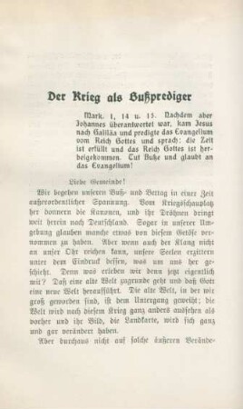 Der Krieger als Bußprediger