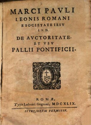 De auctoritate et usu pallii pontificii