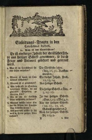 Einleitungs-Fragen in den Catechismus Lutheri
