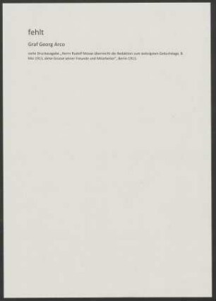 Fehlt: Graf Georg Arco