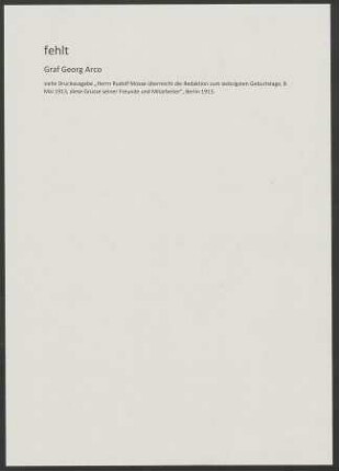 Fehlt: Graf Georg Arco
