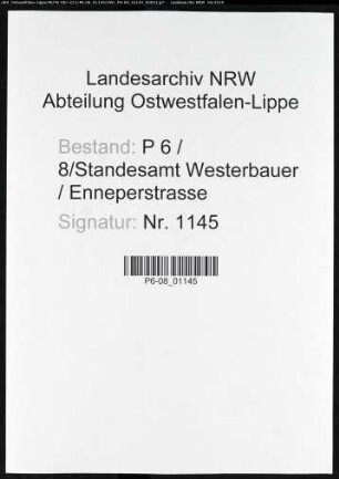 Sterberegister Standesamt Hagen-Enneperstraße (Sitz Westerbauer)