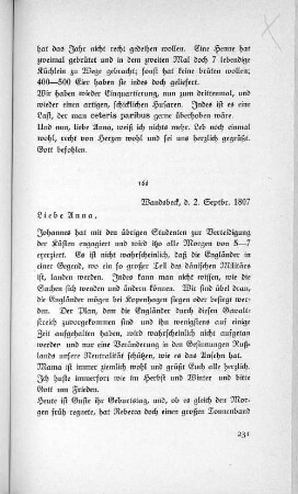 166 Wandsbeck, d. 2. Septembr. 1807