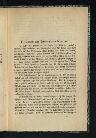 I. Warum wir Kindergärten brauchen