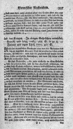 Lob des Krieges. T.1.2.