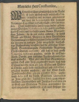 Mein lieber Herr Constantine, ...