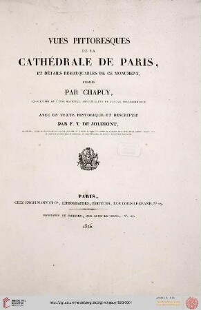 Cathédrales françaises: Vues pittoresques de la cathédrale de Paris : et détails remarquables de ce monument