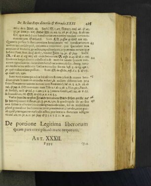 De portione Legitima liberorum quam parentes ipsis adimere nequeunt. Art. XXXII.