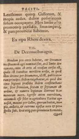 VII. De Decumatibus agris.