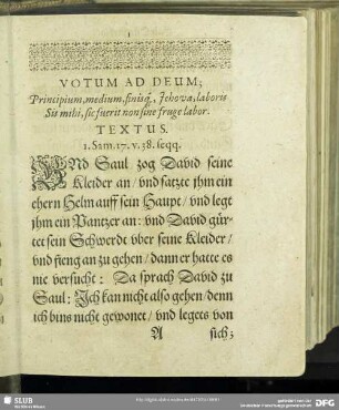 Erste Osterpredigt 1. Sam. 17. v. 38. seqq.