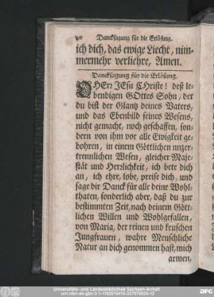 Dancksagung für die Erlösung.
