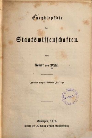 Encyklopädie der Staatswissenschaften