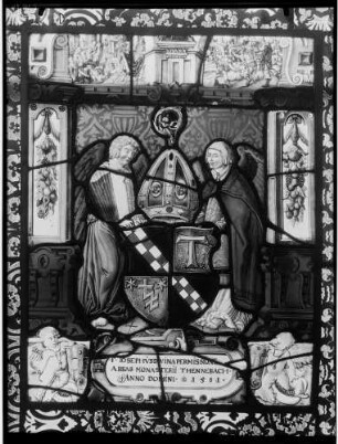 Schloß Eberstein Glasfenster mit Abtwappen - Tennenbach (um 1581)