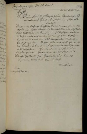 Aufnahme des Kaufmanns Dumont als Universitätsverwandter.