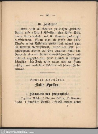 Neunte Abteilung. Kalte Speisen