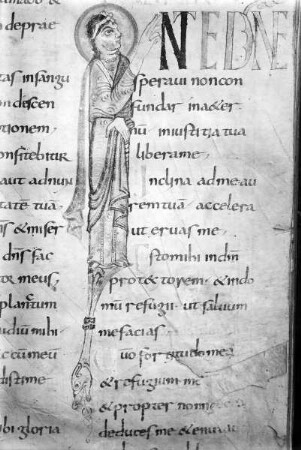 Psalter von Corbie — Initiale I aus Psalm 30, Folio 25 recto