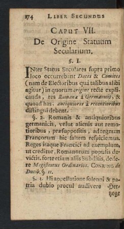 Caput VII. De Origine Statuum Secularium.