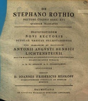 De Stephano Rothio Rectore Cygneo saec. XVI