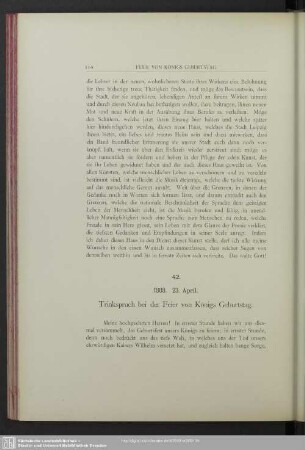 42. 1888. 23. April. Trinkspruch bei der Feier von Königs Geburtstag