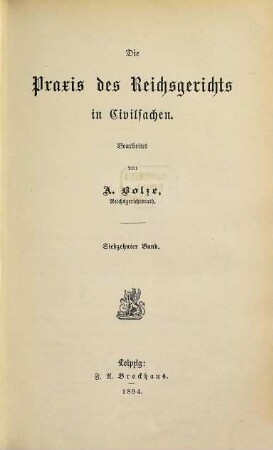 Praxis des Reichsgerichts in Civilsachen, 17. 1894