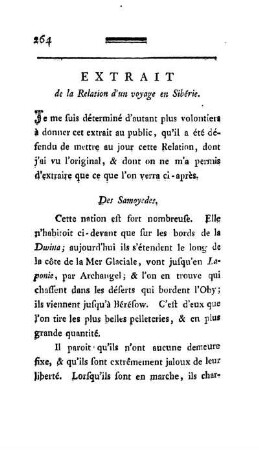 Extrait de la Relation d'un voyage en Sibérie