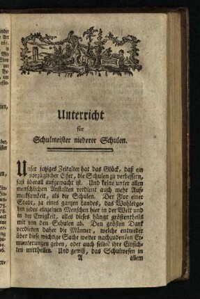 Unterricht fuer Schulmeister niederer Schulen
