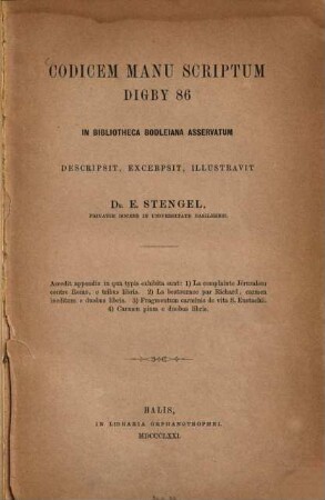 Codex manu scriptus Digby 86 Codicem manu scriptum Digby 86 : in Bibliotheca Bodleiana asservatus
