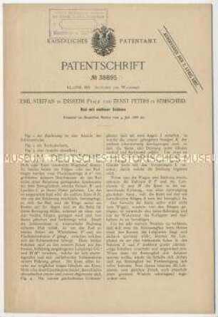 Patentschrift eines Rades mit endloser Schiene, Patent-Nr.38895