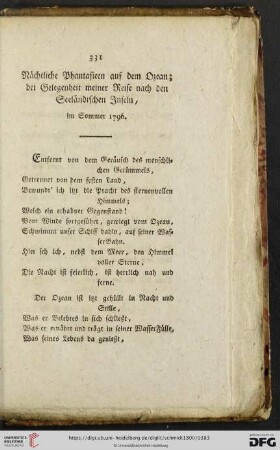 Naechtliche Phantasieen aud dem Ozean; bei Gelegenheit meiner Reise nach den Seelaendischen Inseln