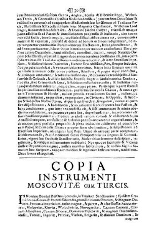 Copia Instrumenti Moscovitæ Cum Turcis.