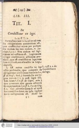 LIB. III. TIT. I. De Condictione ex lege