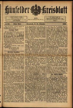 Ausgabe vom Samstag, den 28. November 1896.