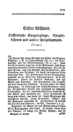 Eilfter Abschnitt. Oeffentliche Spaziergänge, Spazierfahrten und andere Vergnügungen
