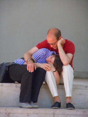 Venedig - Besucher der Biennale : Besucher in der Biennale von Venedig. Aufgenommen am 6. August 2011